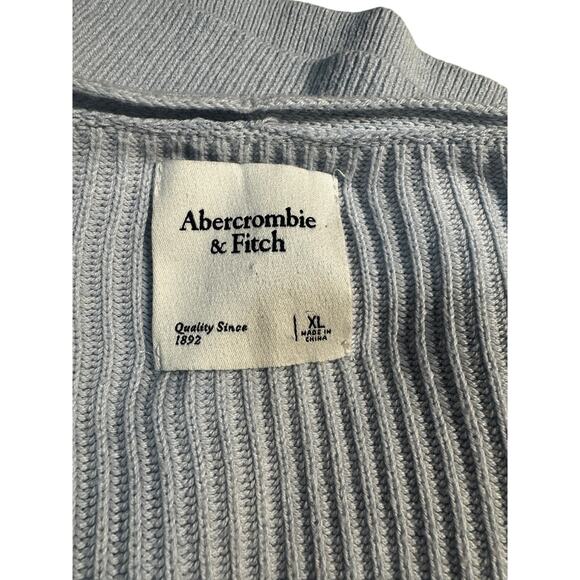 Abercrombie & Fitch Rib Knit Puff-Sleeve Cardigan Sweater Light Blue Women’s XL - Picture 4 of 5